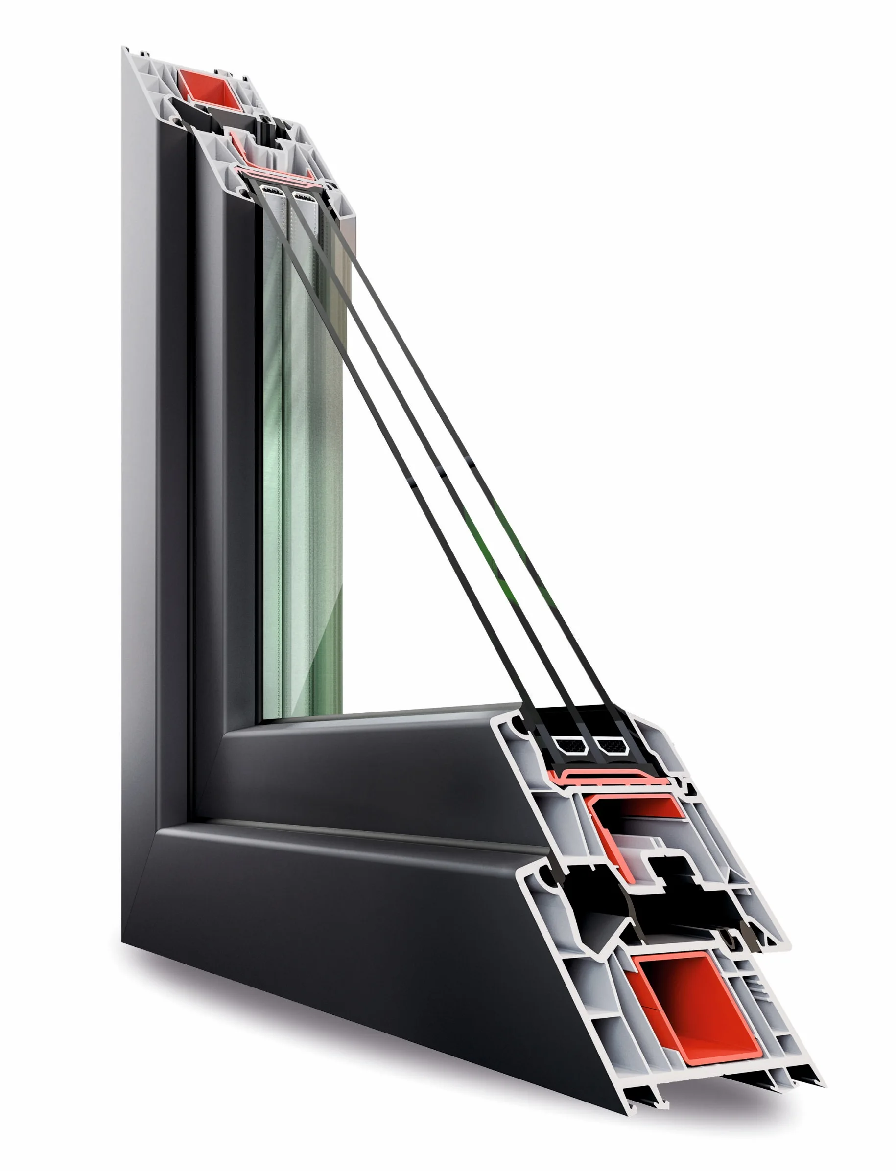 Profil VEKA Softline 76 MD — pohled na pětikomorovou konstrukci